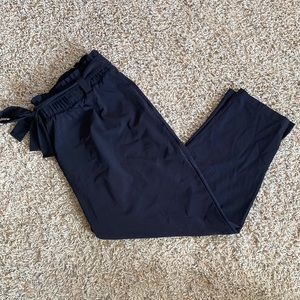 Paper bag waist cropped pants